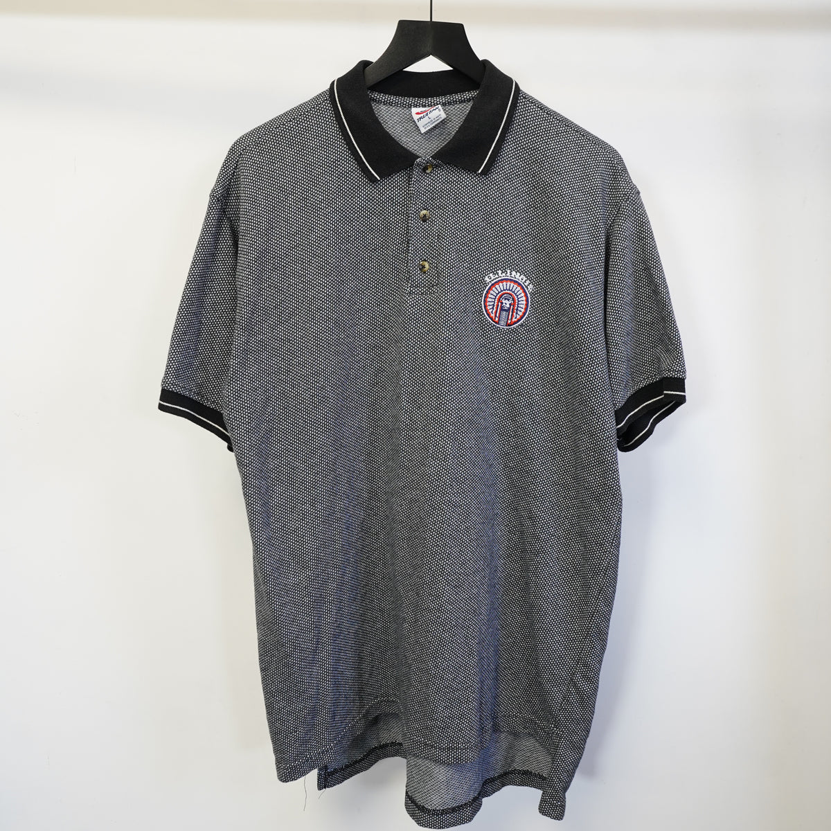 (L) Vintage 90s True Fan Illinois Fighting Illini Polo Shirt Mens Large Grey Black