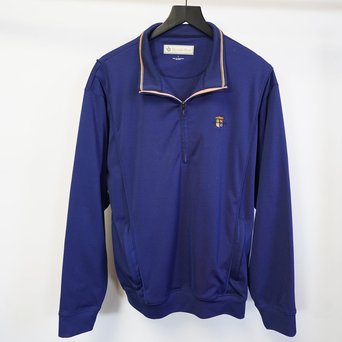 (L) Donald Ross Mens Navy Blue Quarter Zip Golf Pullover OWCC Old Warson Club Large