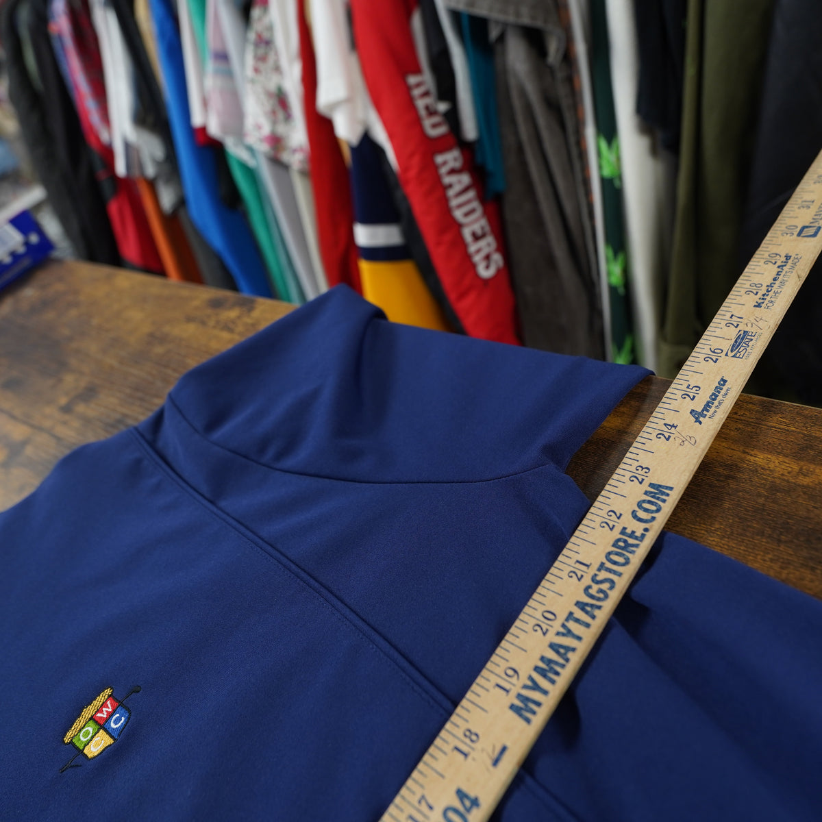 (L) Donald Ross Mens Navy Blue Quarter Zip Golf Pullover OWCC Old Warson Club Large