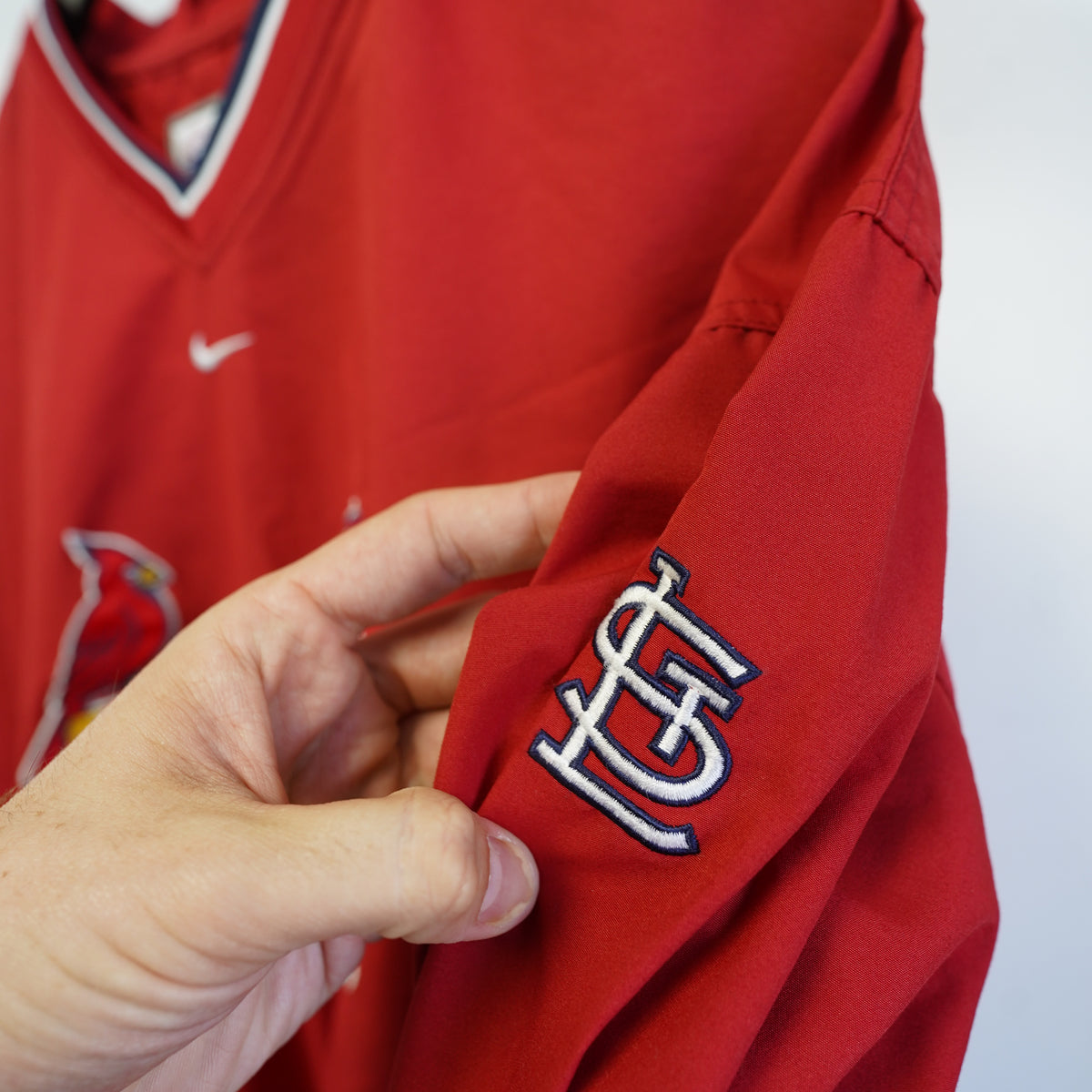 (L) Vintage Nike Center Swoosh St Louis Cardinals MLB Windshirt Red Mens Large 2000s