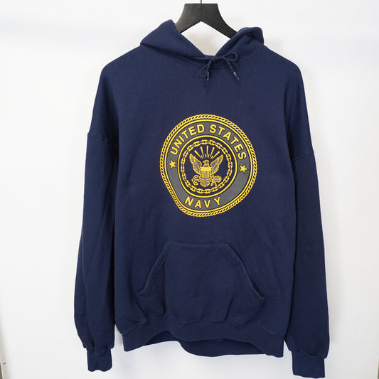 (2XL) Vintage Soffe US Navy Hoodie Mens 2XL Blue Made in USA Sweatshirt Military Seal