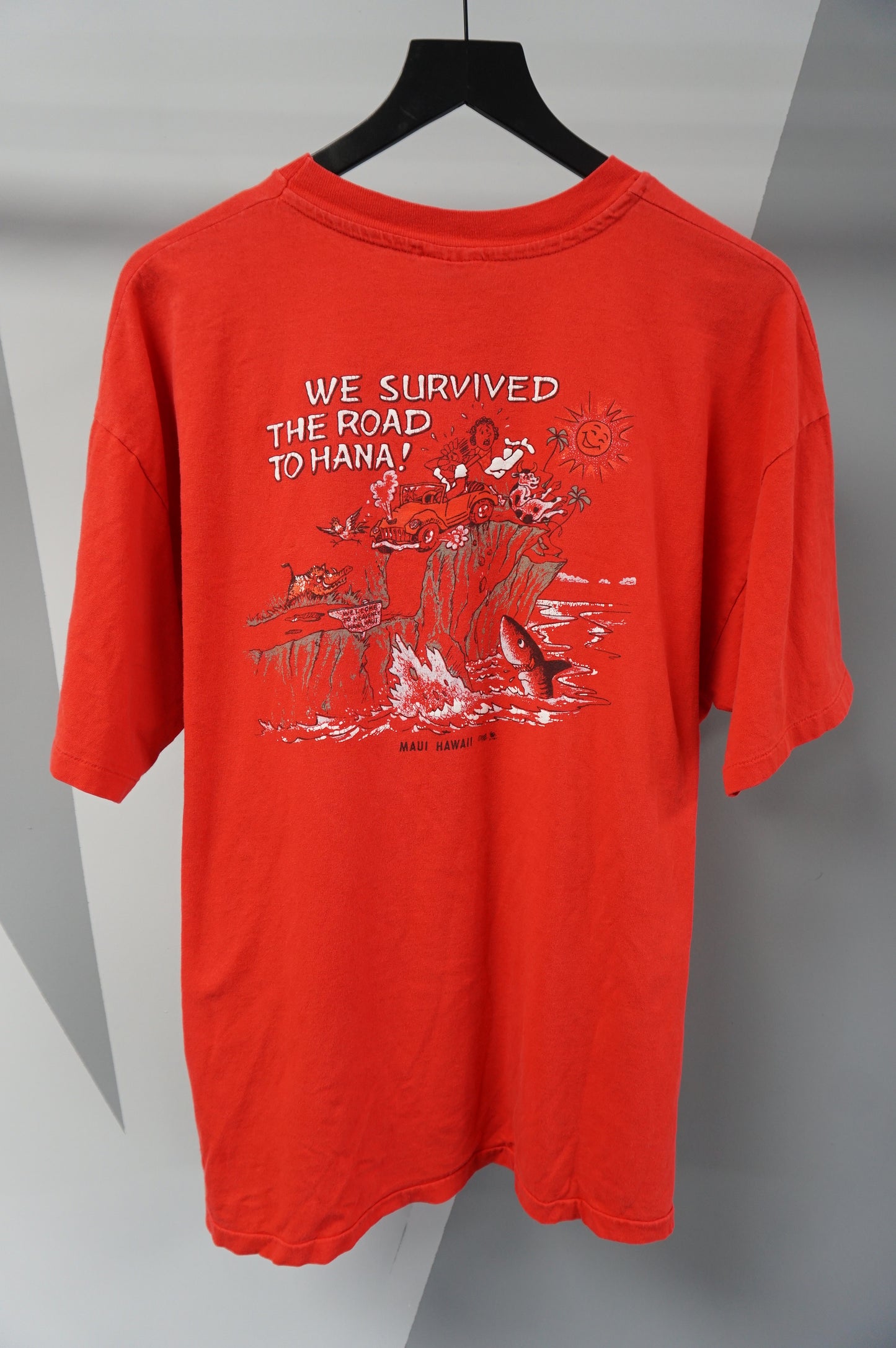 (XL) Vtg We Survived The Road To Hana Single Stitch Tourist T-Shirt