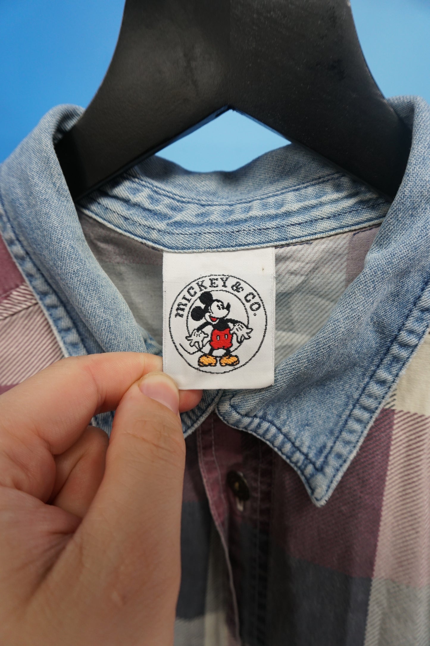 (XL) Embroidered Mickey Mouse Button Up Shirt