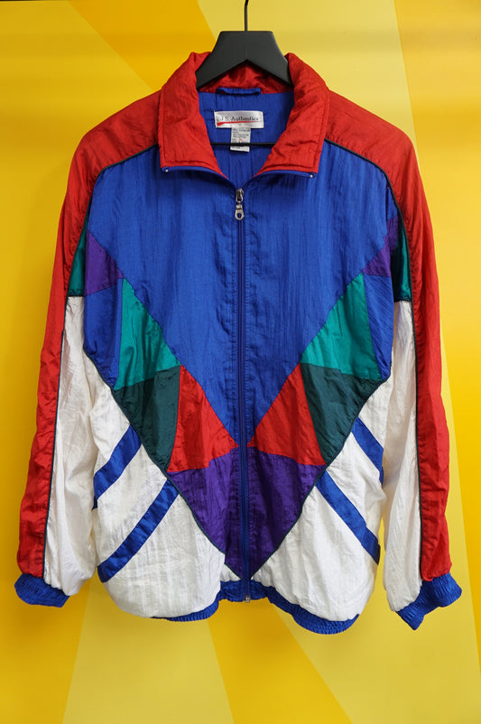 (L/XL) Vtg Color Block Windbreaker