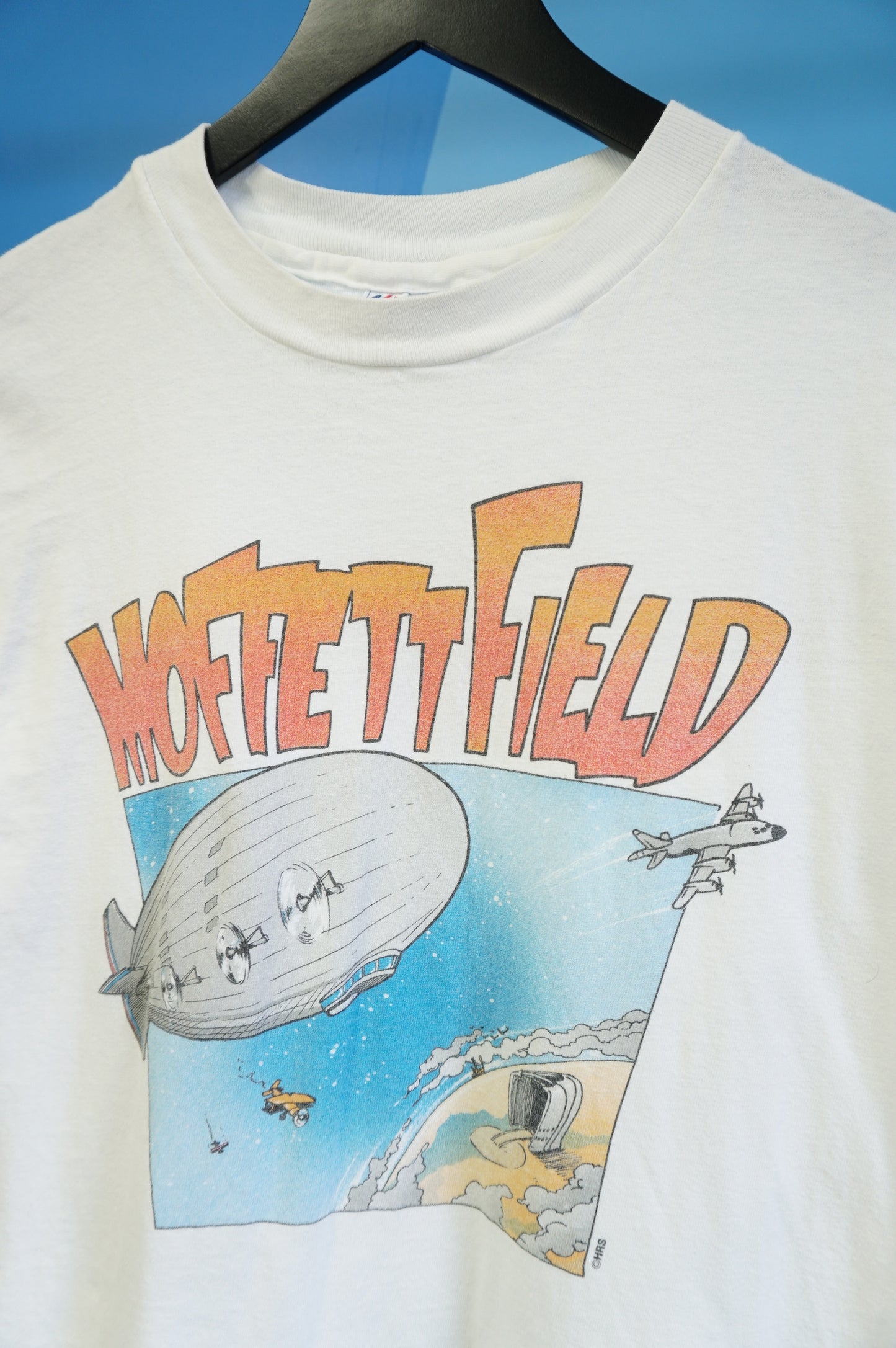 (M/L) Vtg Moffett Field Blimp Single Stitch T-Shirt