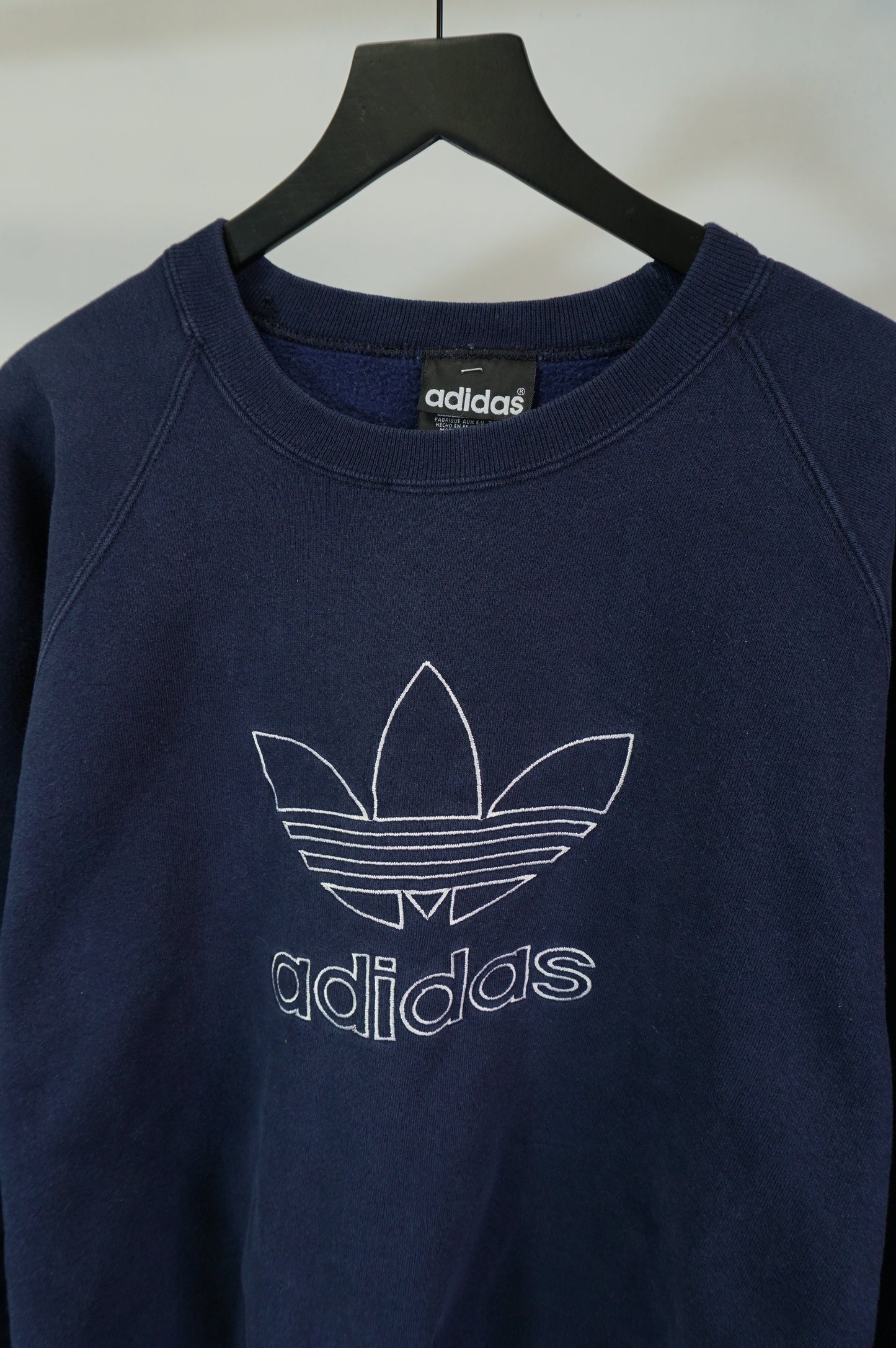 (L/XL) USA Made Navy Adidas Crewneck