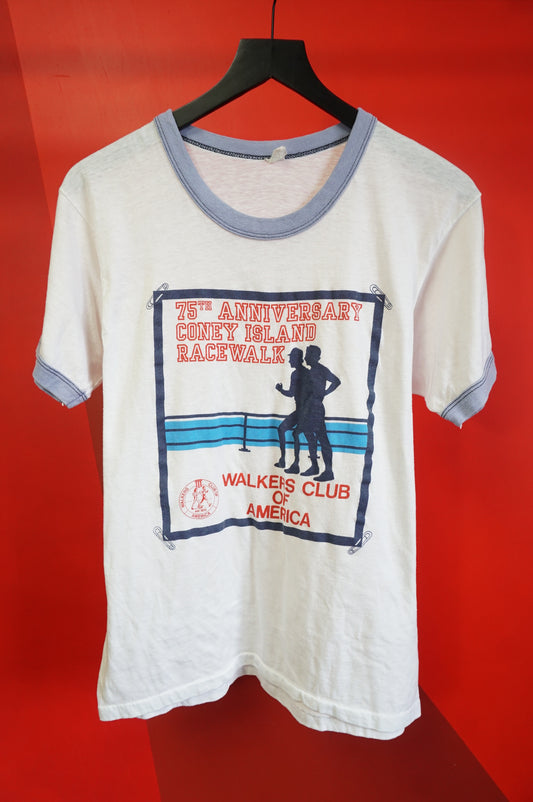 (M) Vtg Coney Island Race Walk Single Stitch Ringer T-Shirt