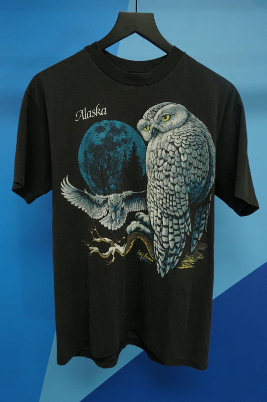 (M/L) 1990 Snowy Owl Single Stitch Alaska T-Shirt