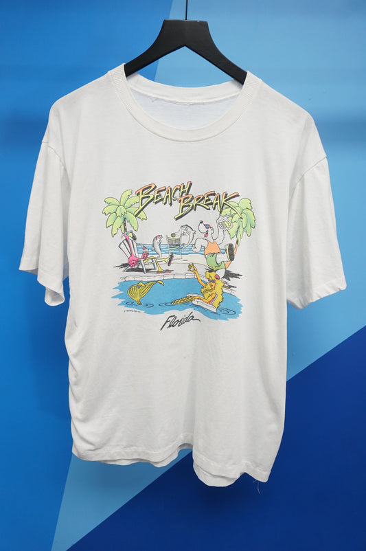 (XL) 1989 Beach Break Single Stitch Florida Tourist T-Shirt