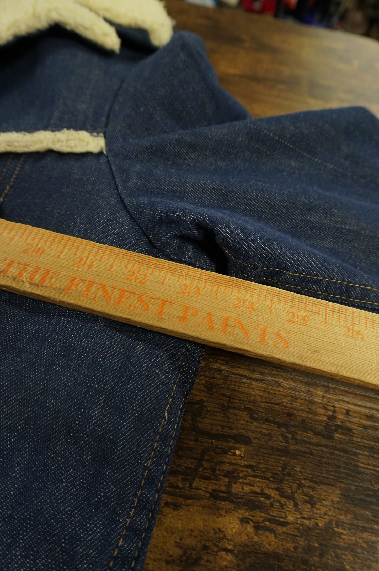 (L) 42T Vintage 70s Sears Roebucks Blue Denim Sherpa Lined Trucker Jacket