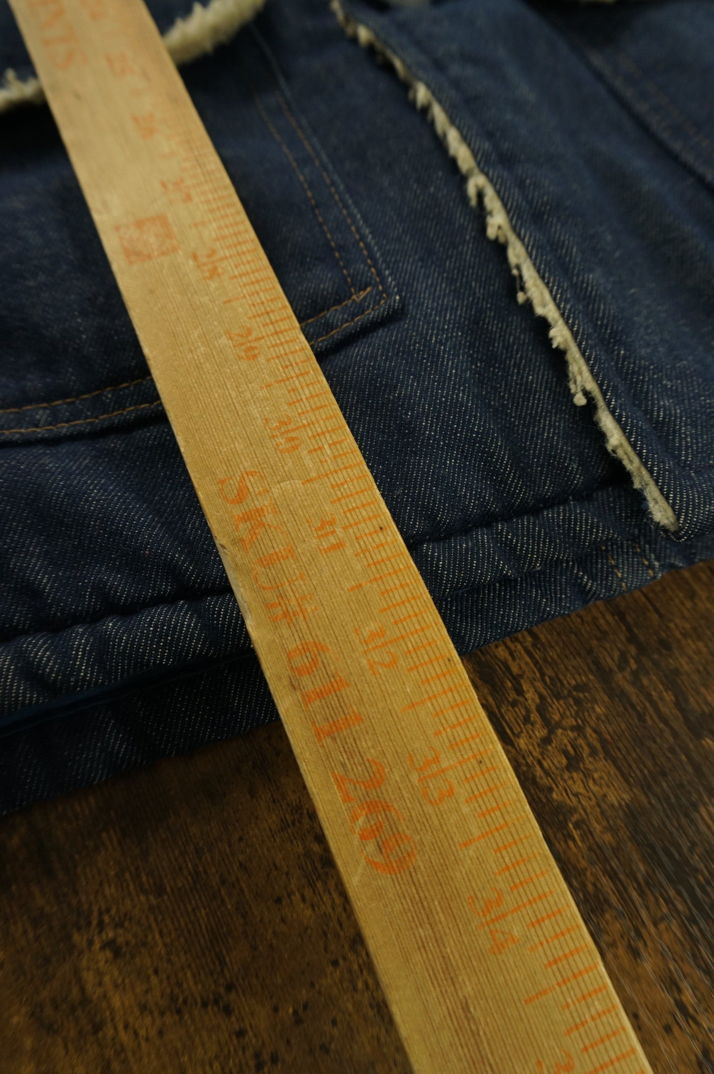 (L) 42T Vintage 70s Sears Roebucks Blue Denim Sherpa Lined Trucker Jacket