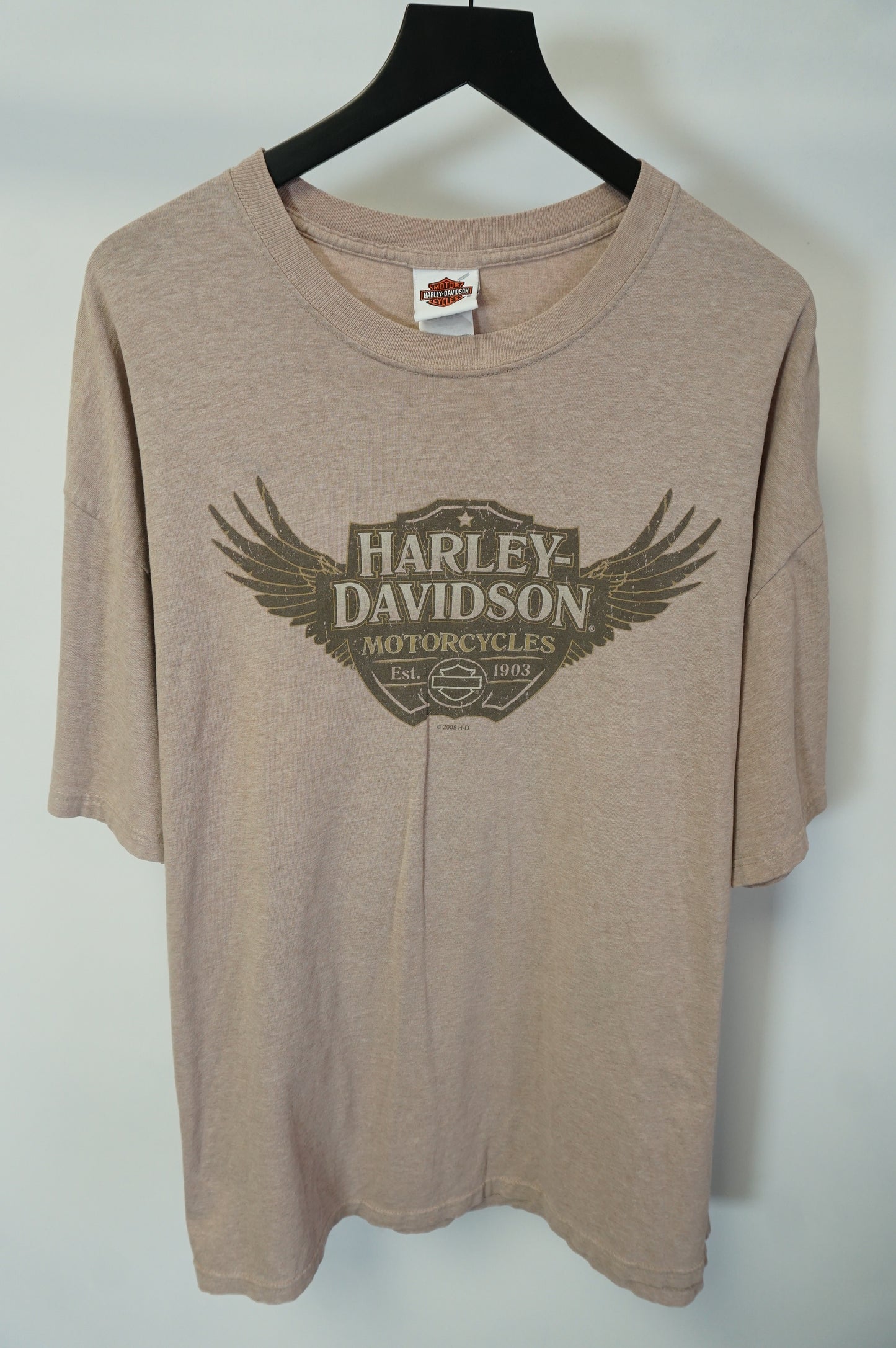 (XL/XXL) Vintage Hales Harley Davidson Ohio Tan Biker T-Shirt