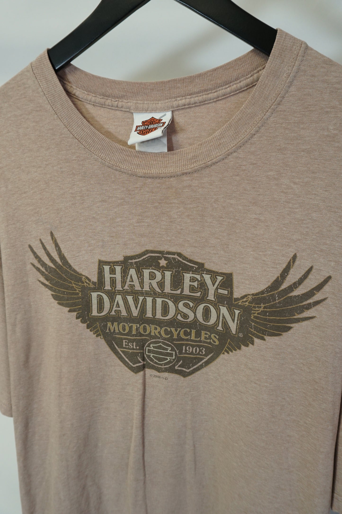 (XL/XXL) Vintage Hales Harley Davidson Ohio Tan Biker T-Shirt