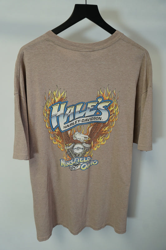 (XL/XXL) Vintage Hales Harley Davidson Ohio Tan Biker T-Shirt