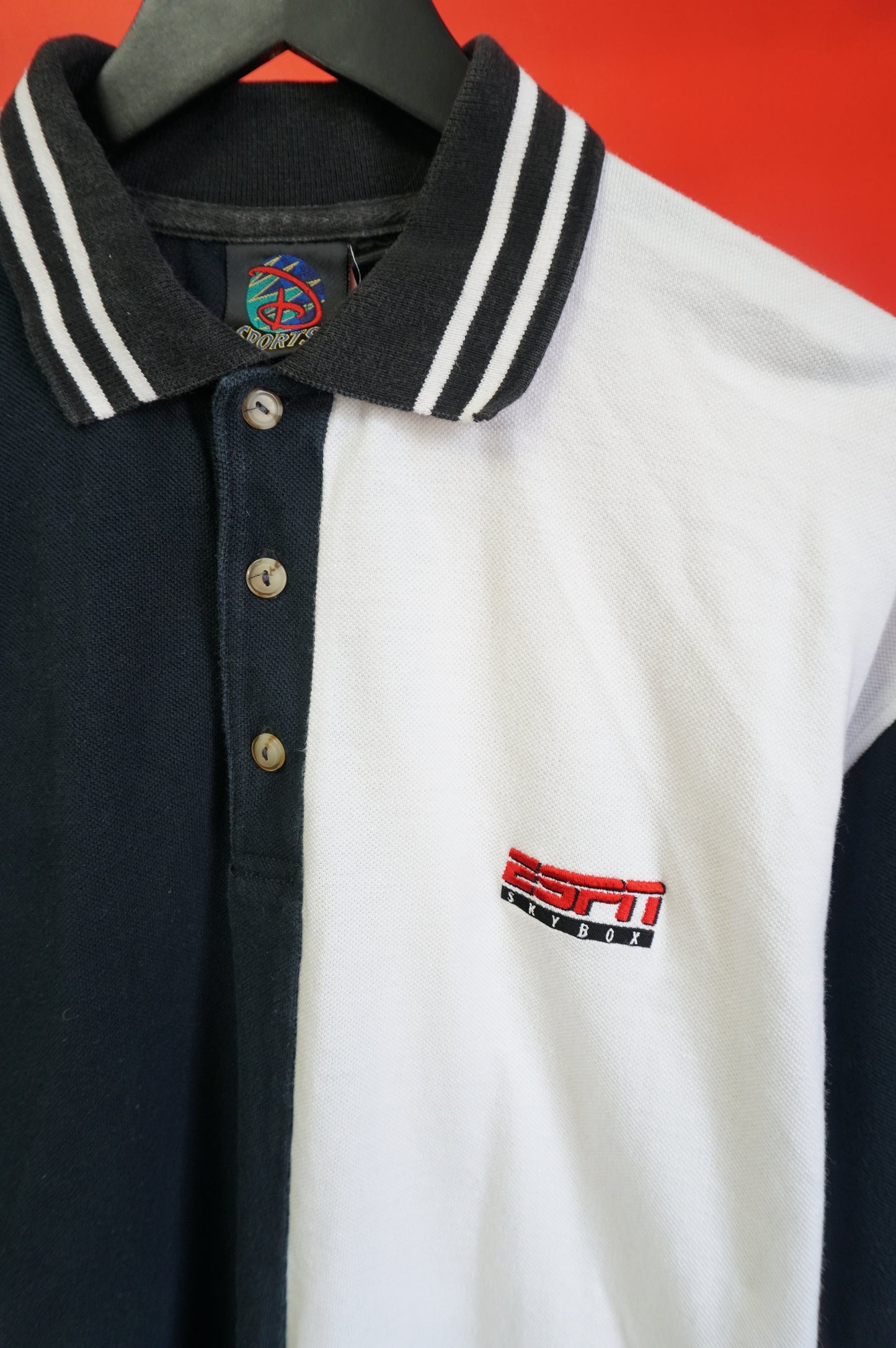 (L) USA Made Disney ESPN Skybox Two Tone Polo Shirt