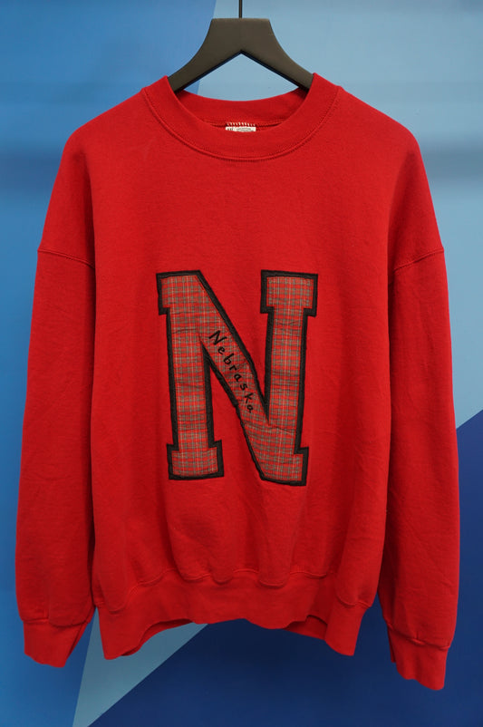 (XXL) Vtg Embroidered Nebraska Crewneck