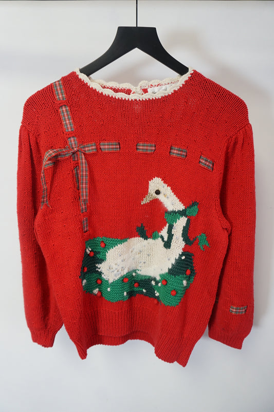 (S) Vtg Christmas Goose Knit Sweater