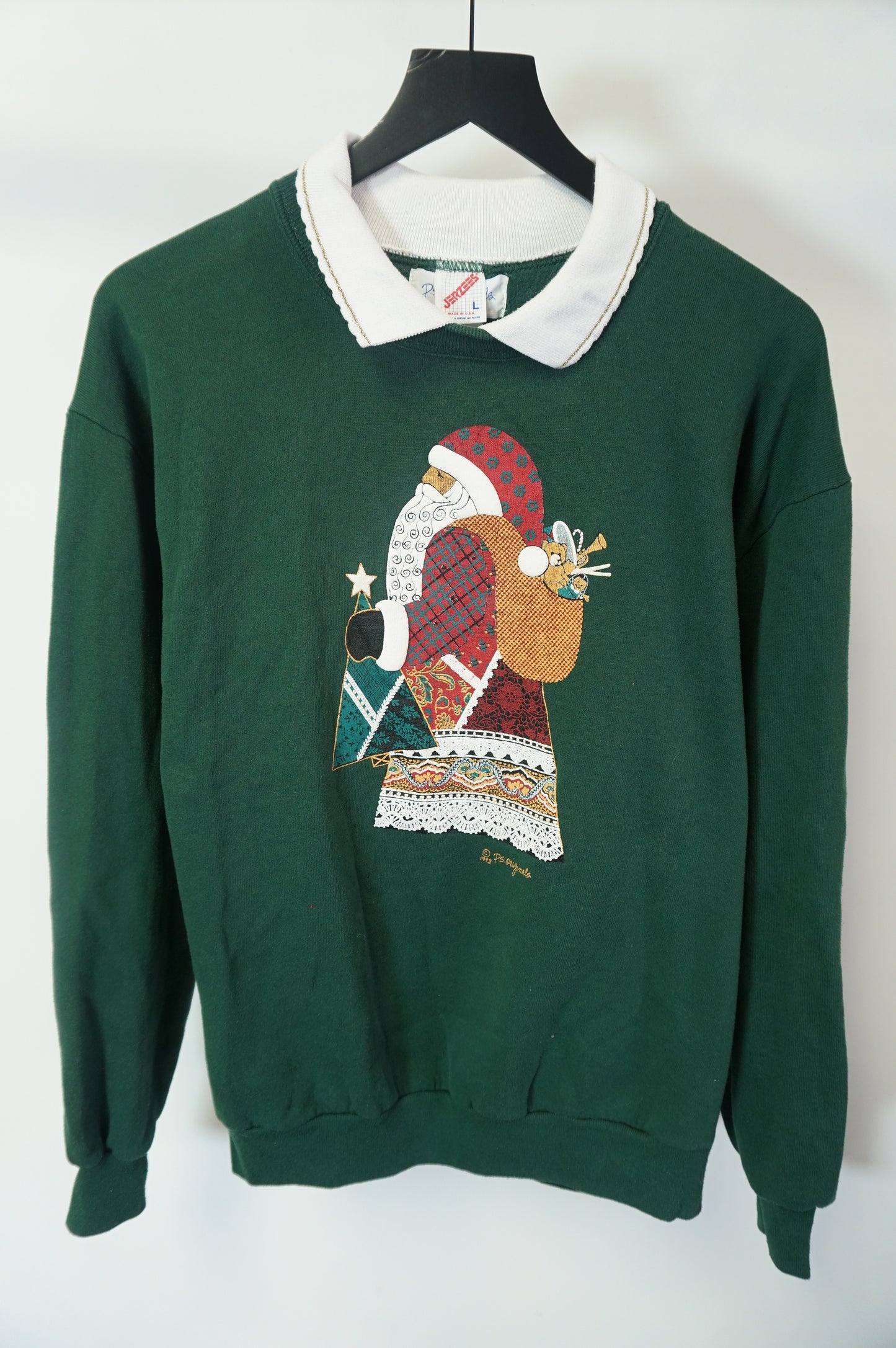 (L) 1993 Forest Green Santa Crewneck