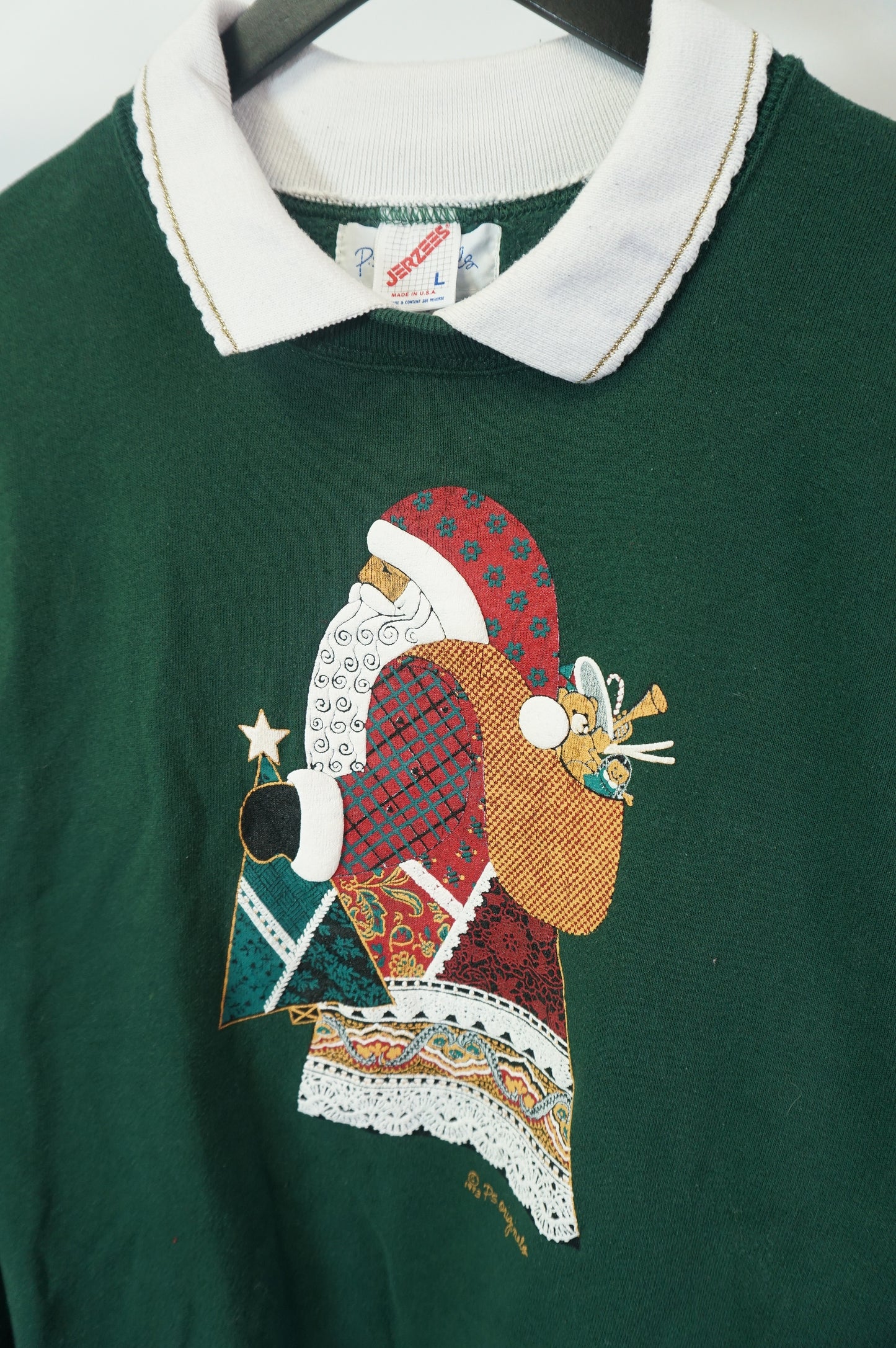 (L) 1993 Forest Green Santa Crewneck
