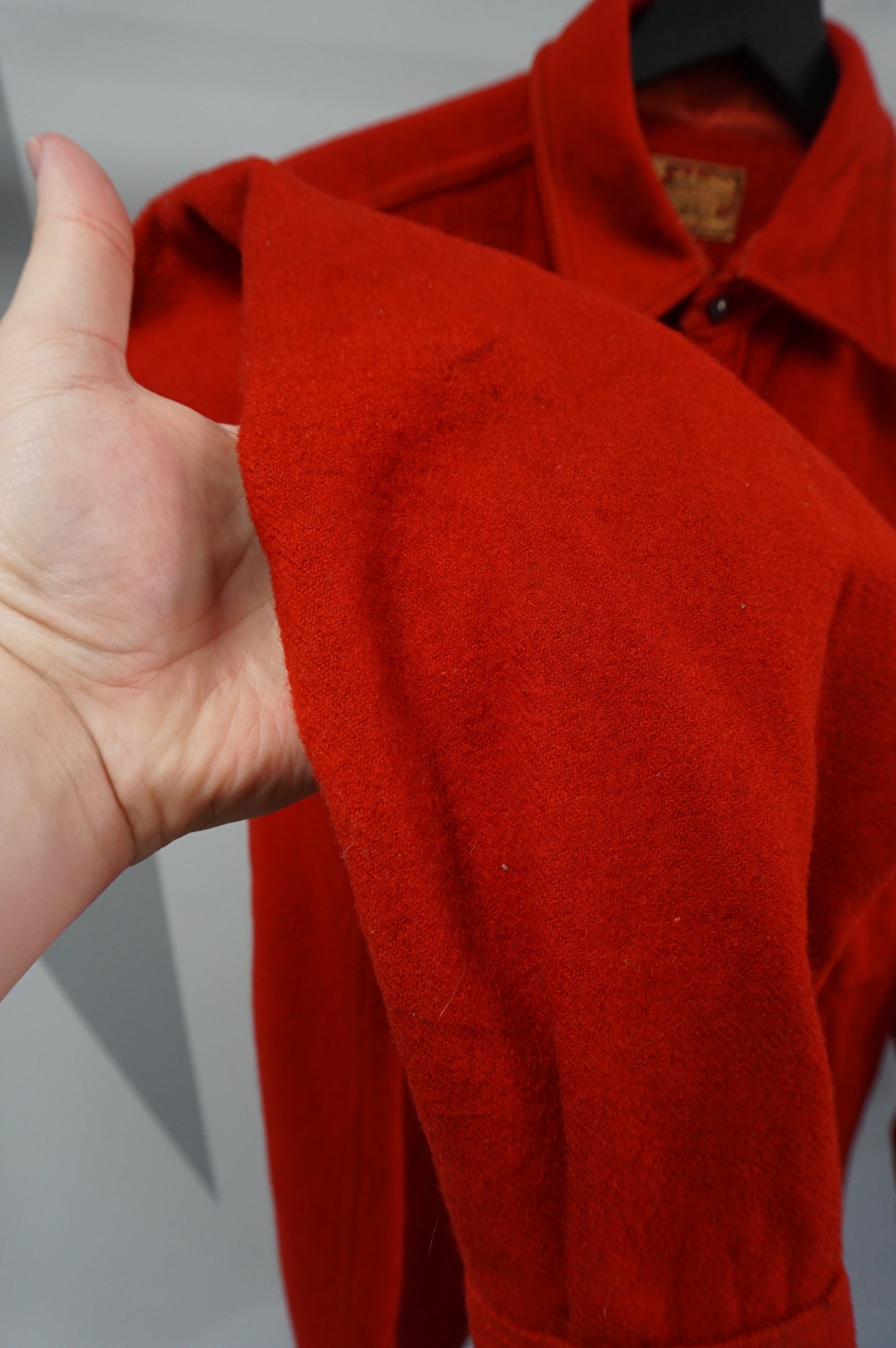 (XXL) 1930s Red Wool Shacket