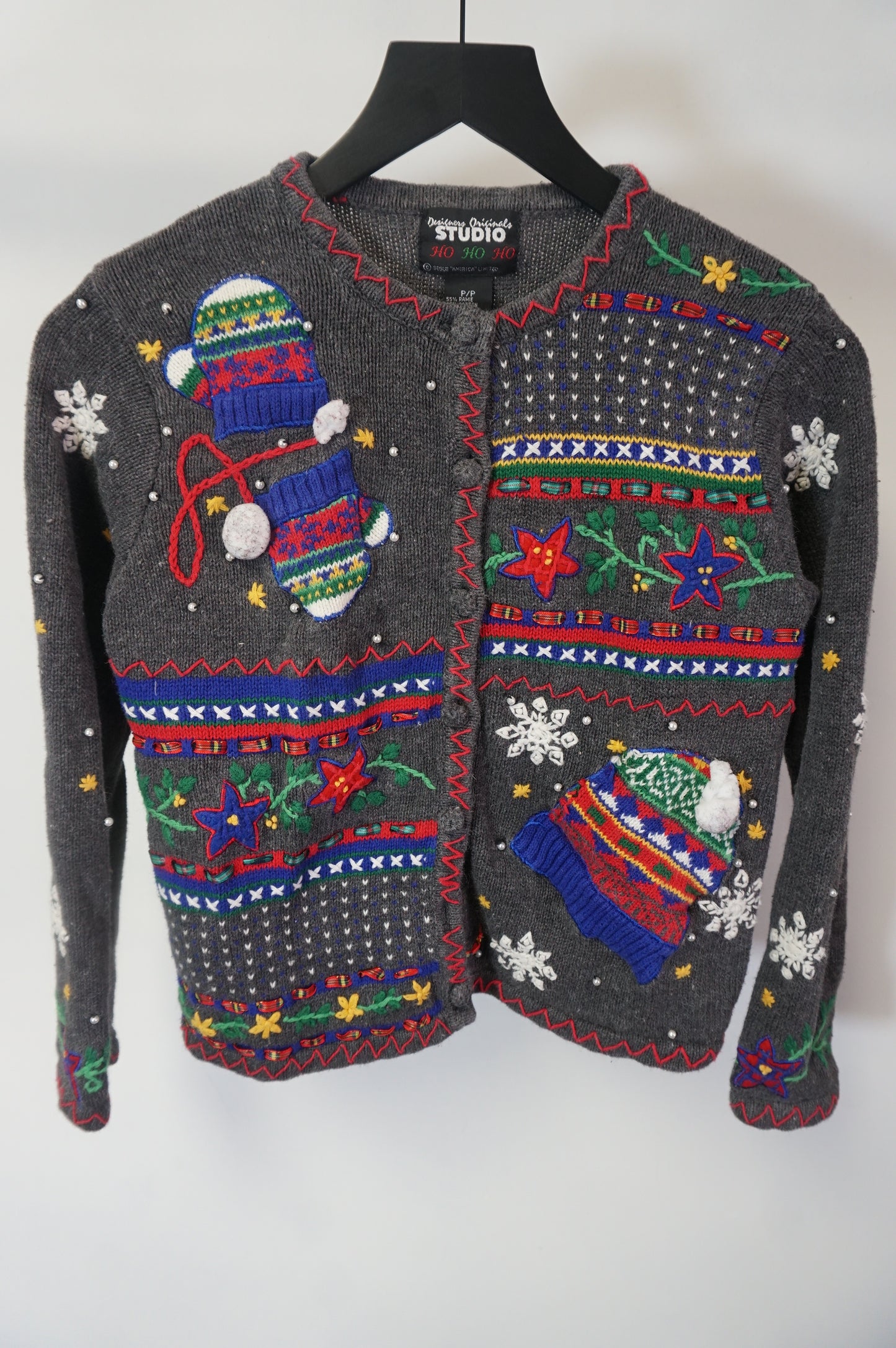 (XS/S) Beanie & Mittens Knit Christmas Cardigan