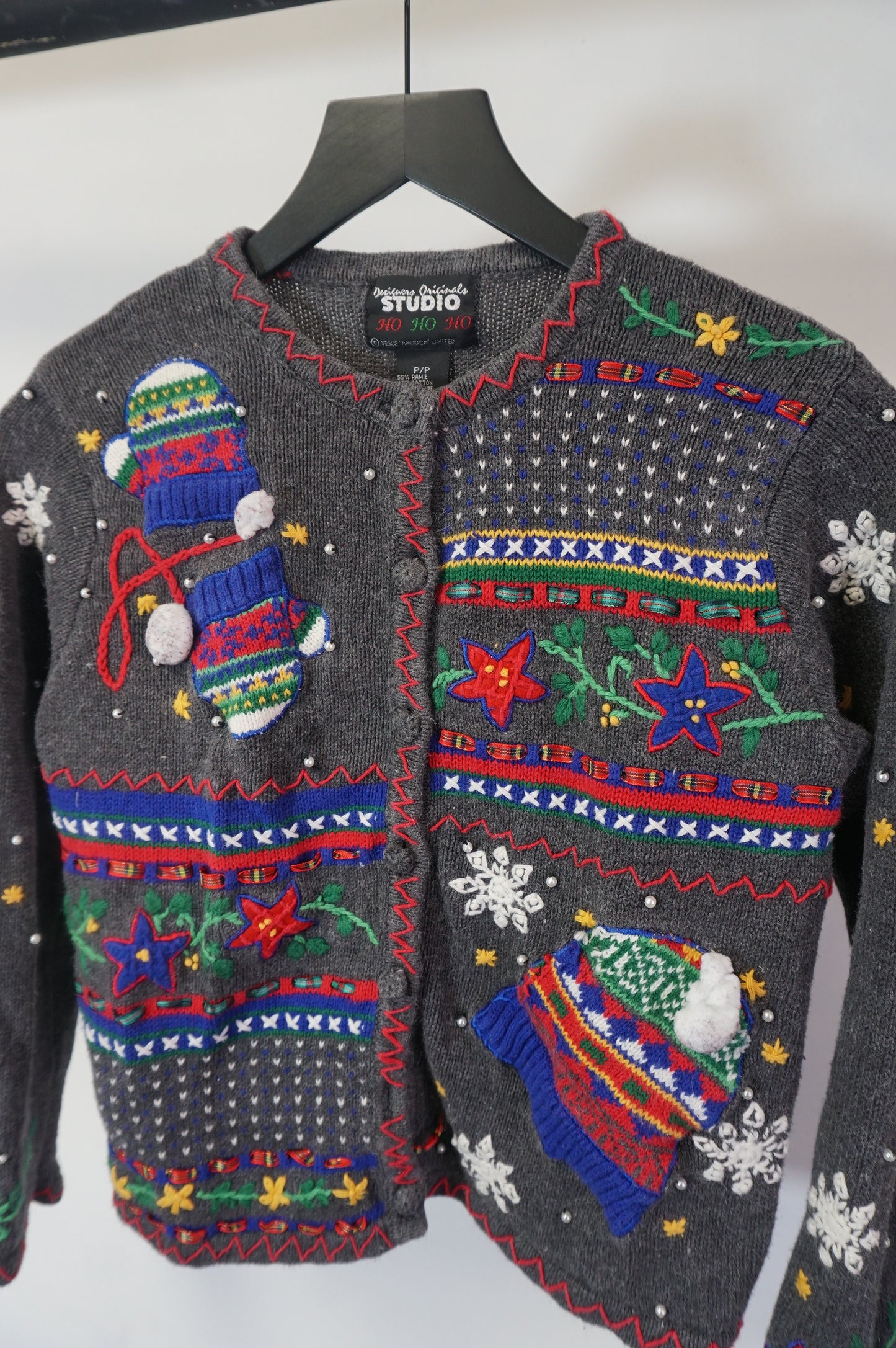 (XS/S) Beanie & Mittens Knit Christmas Cardigan