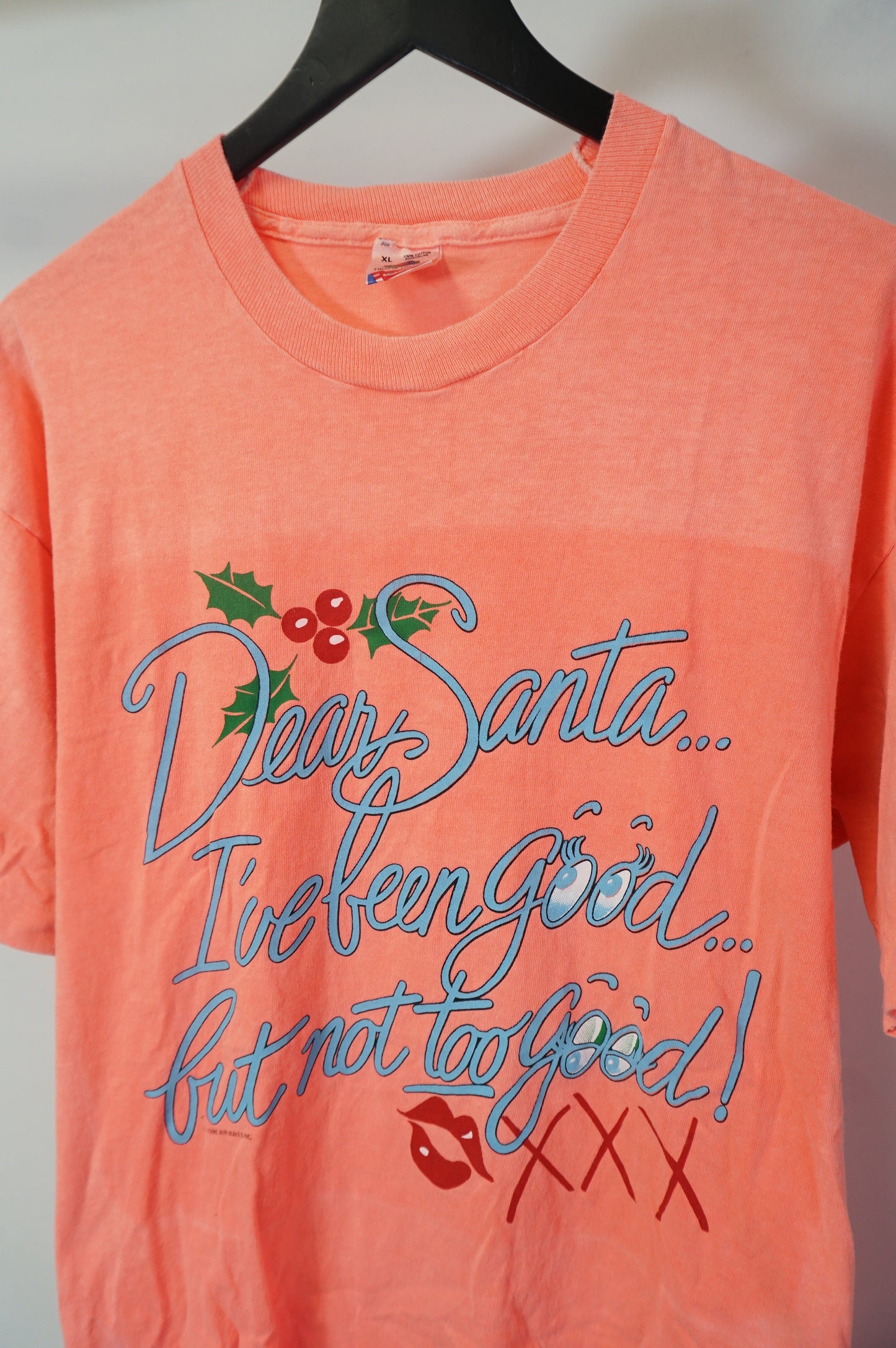 (L/XL) Dear Santa I've Been Good But Not Too Good Single Stitch T-Shirt