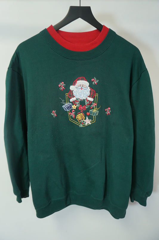 (XL) Bobbie Brooks Embroidered Santa Crewneck