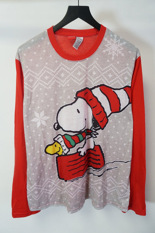 (L) Snoopy & Woodstock LS Christmas Sleep T-Shirt