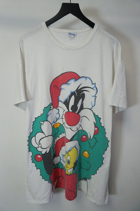 (XXL) 1994 Sylvester & Tweety Christmas Sleep T-Shirt