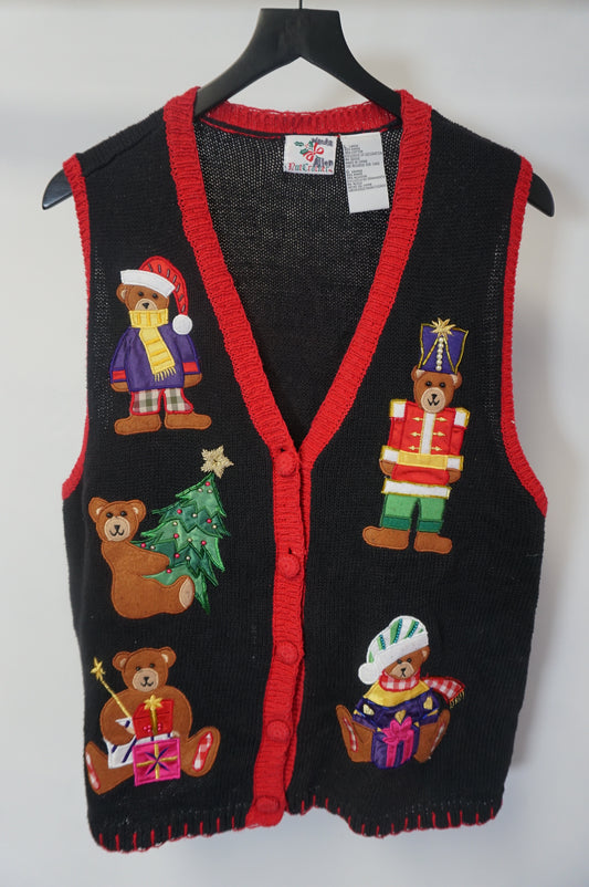 (M/L) Christmas Bears Vtg Knit Cardigan
