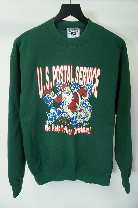 (M) USA Made  USPS We Deliver Christmas Crewneck