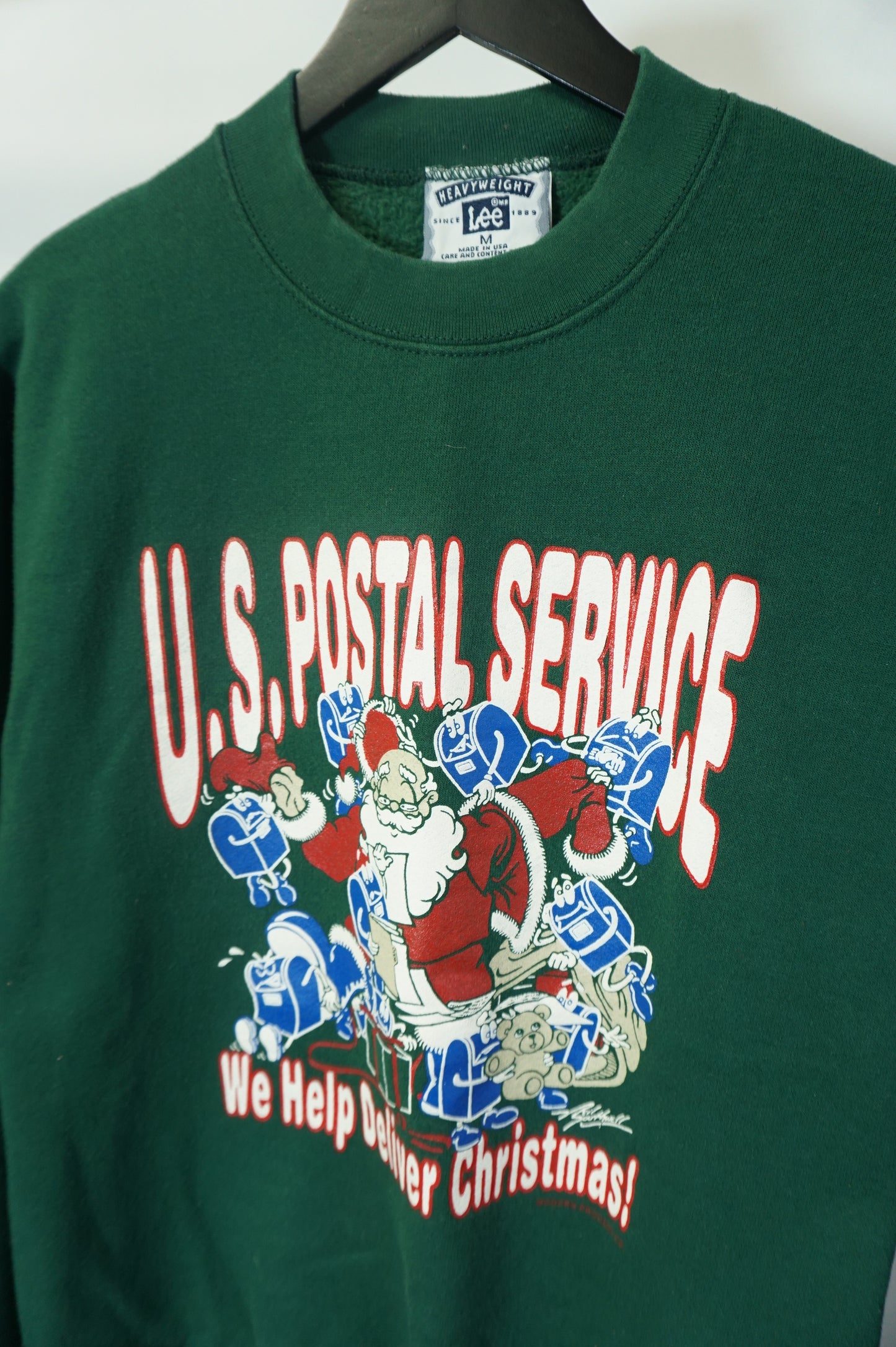 (M) USA Made  USPS We Deliver Christmas Crewneck