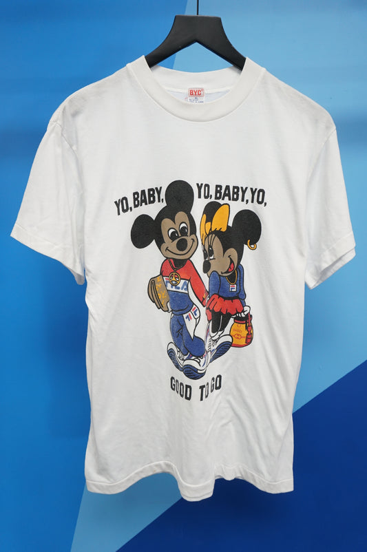 (M) Vtg Bootleg Mickey & Minnie Yo Baby Single Stitch T-Shirt