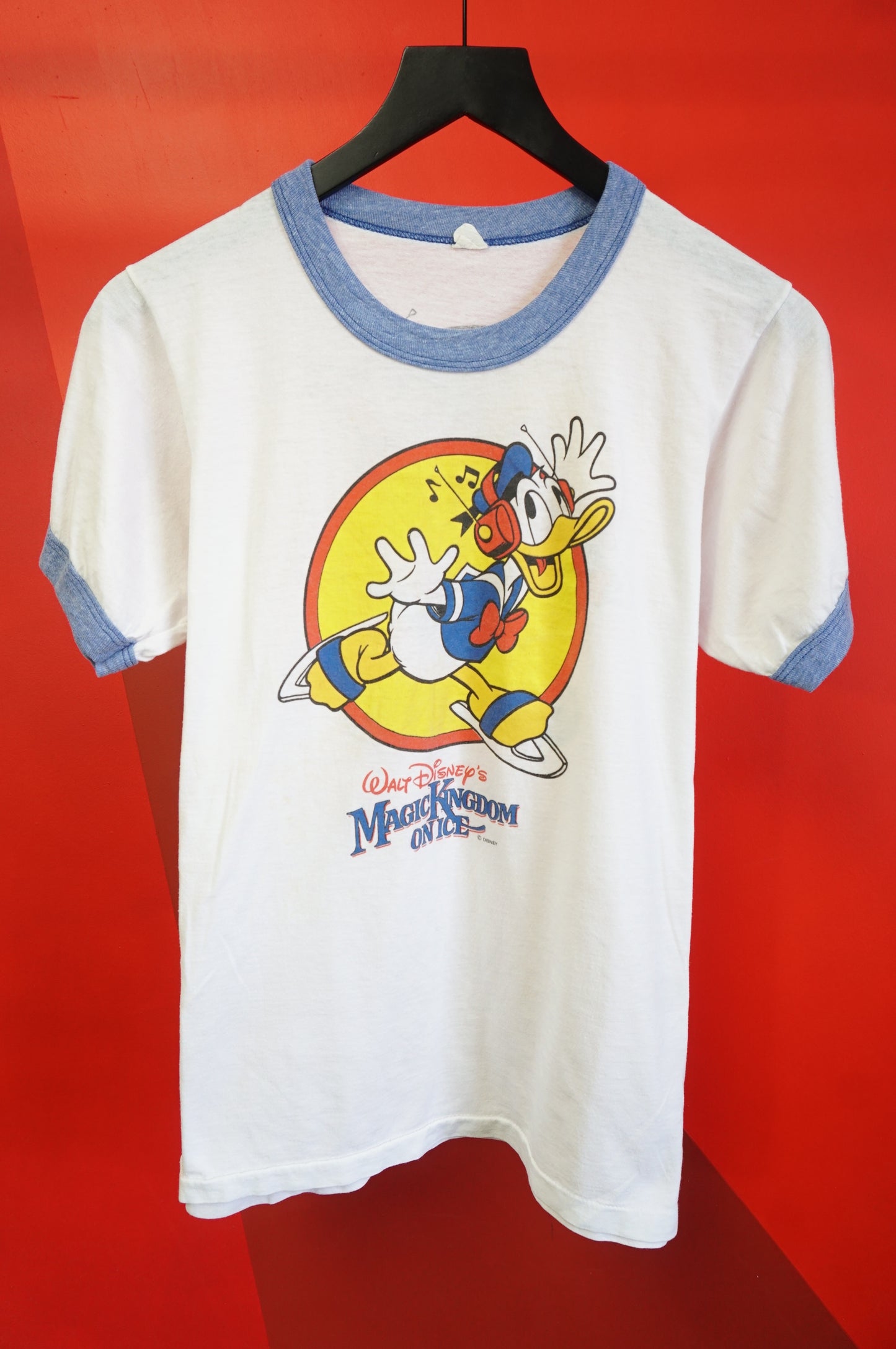 (S) Donald Duck Magic Kingdom On Ice Single Stitch Ringer T-Shirt