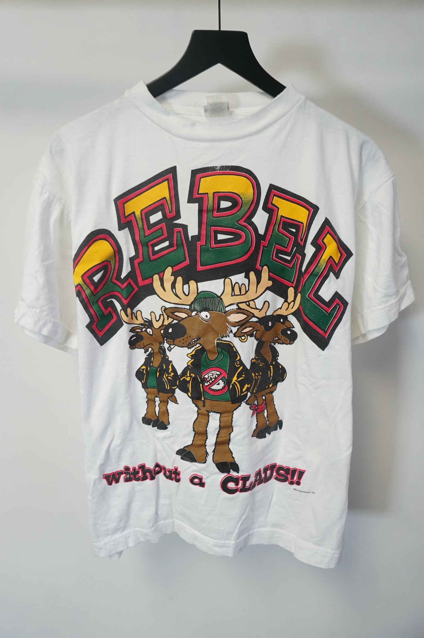 (L) Rebel Without A Claus Reindeer T-Shirt