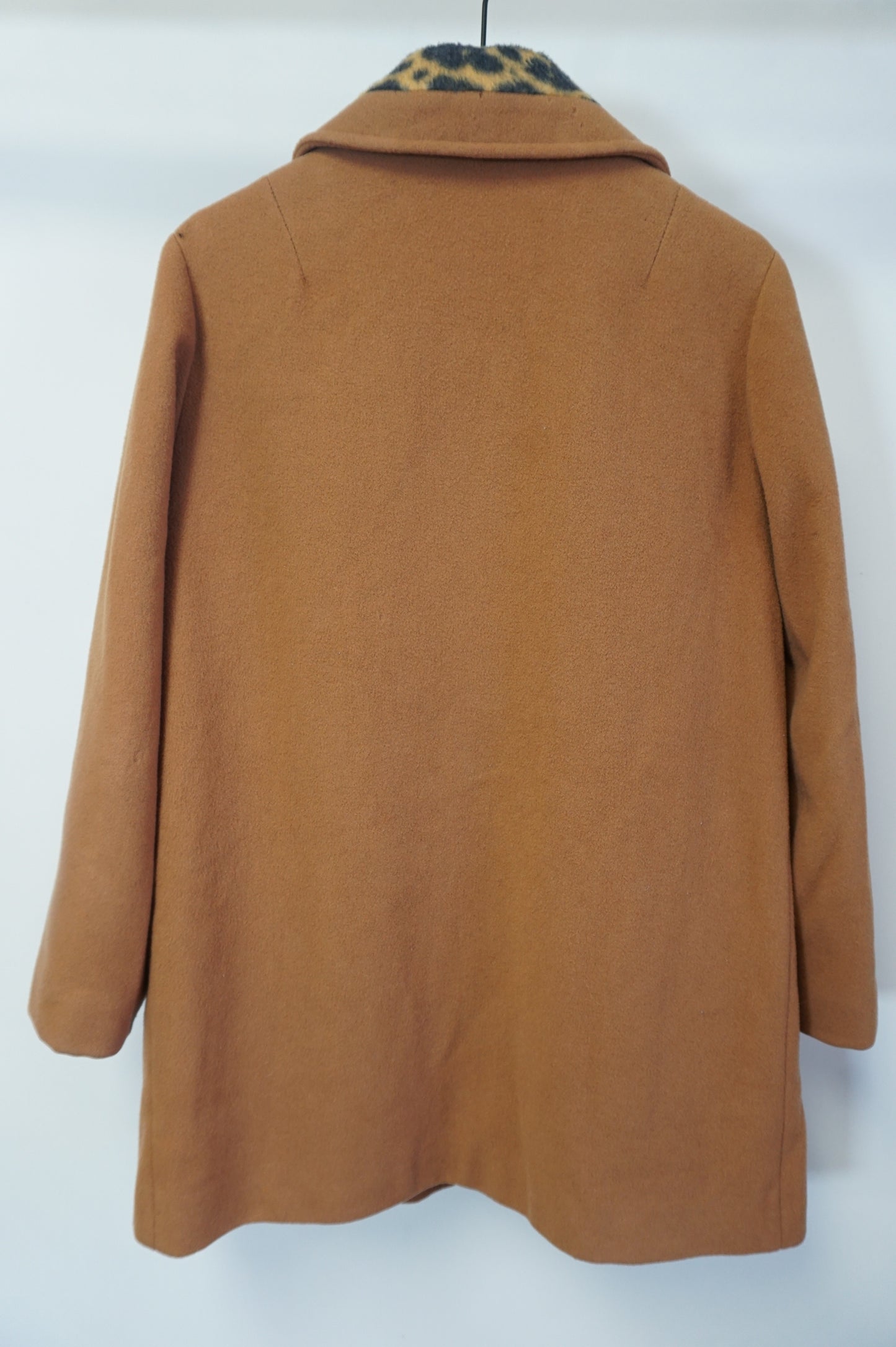 (Women's L) Penguin Fashions Vtg Leopard Print Interior 100% Wool Coat w/ Gloves