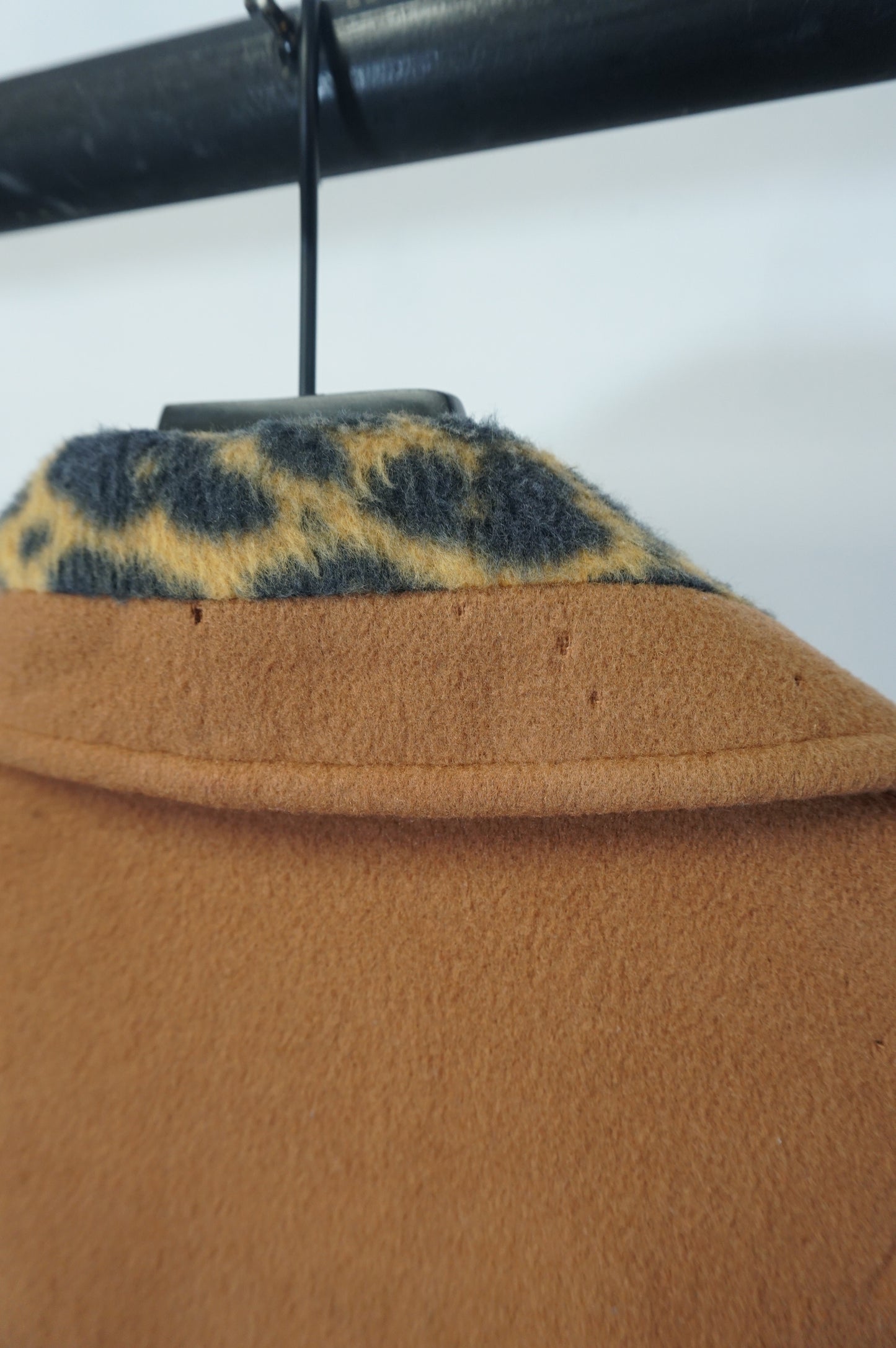 (Women's L) Penguin Fashions Vtg Leopard Print Interior 100% Wool Coat w/ Gloves