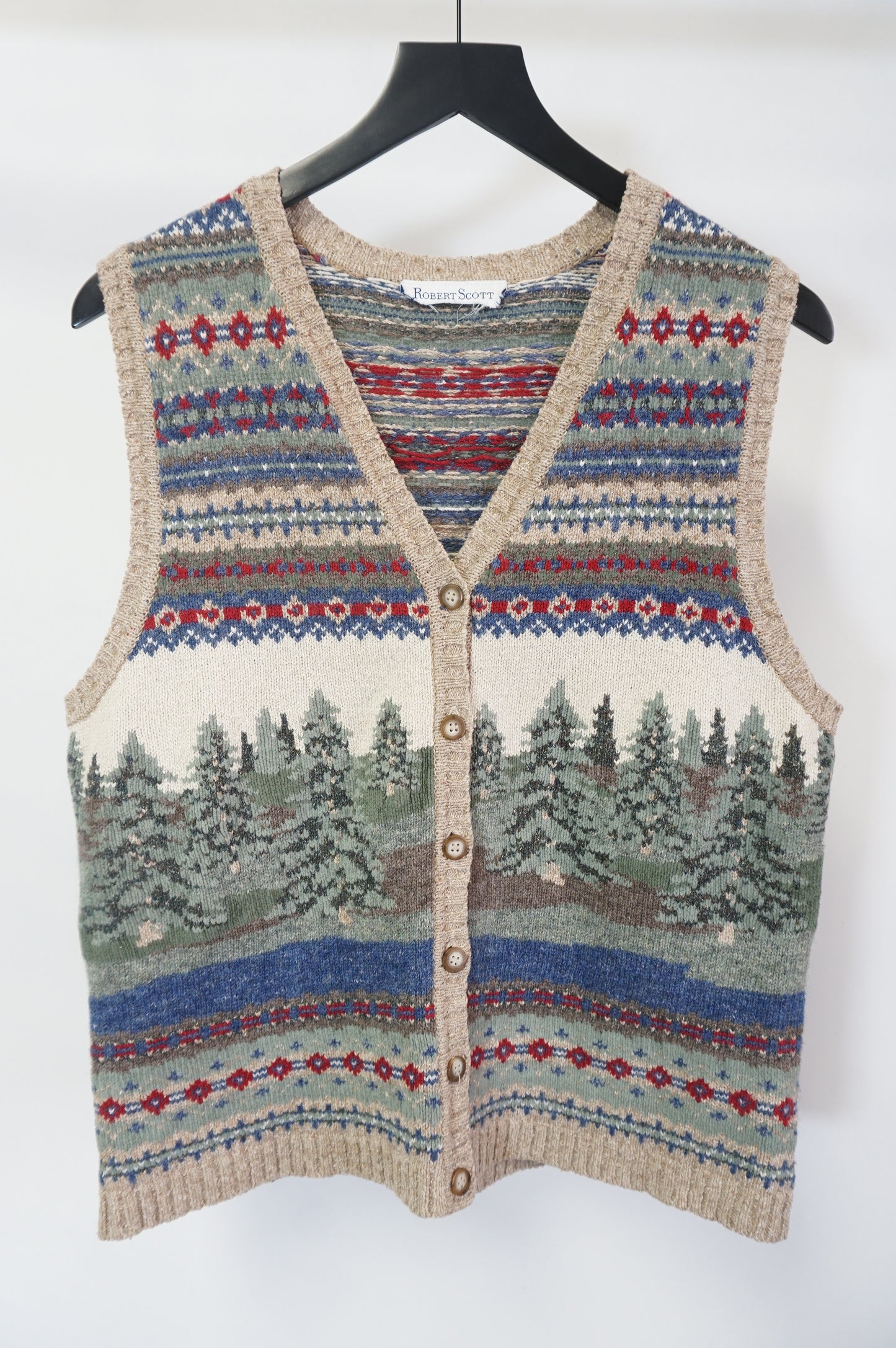 (S) Robert Scott Vtg Knit Tree Vest