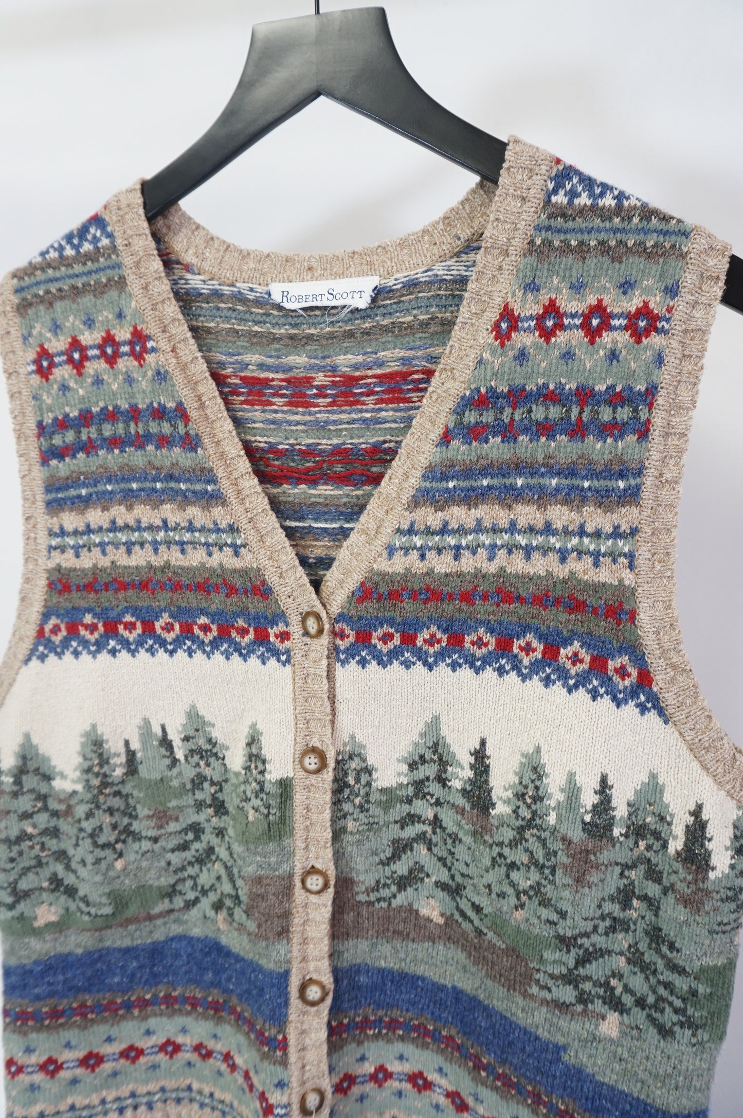(S) Robert Scott Vtg Knit Tree Vest