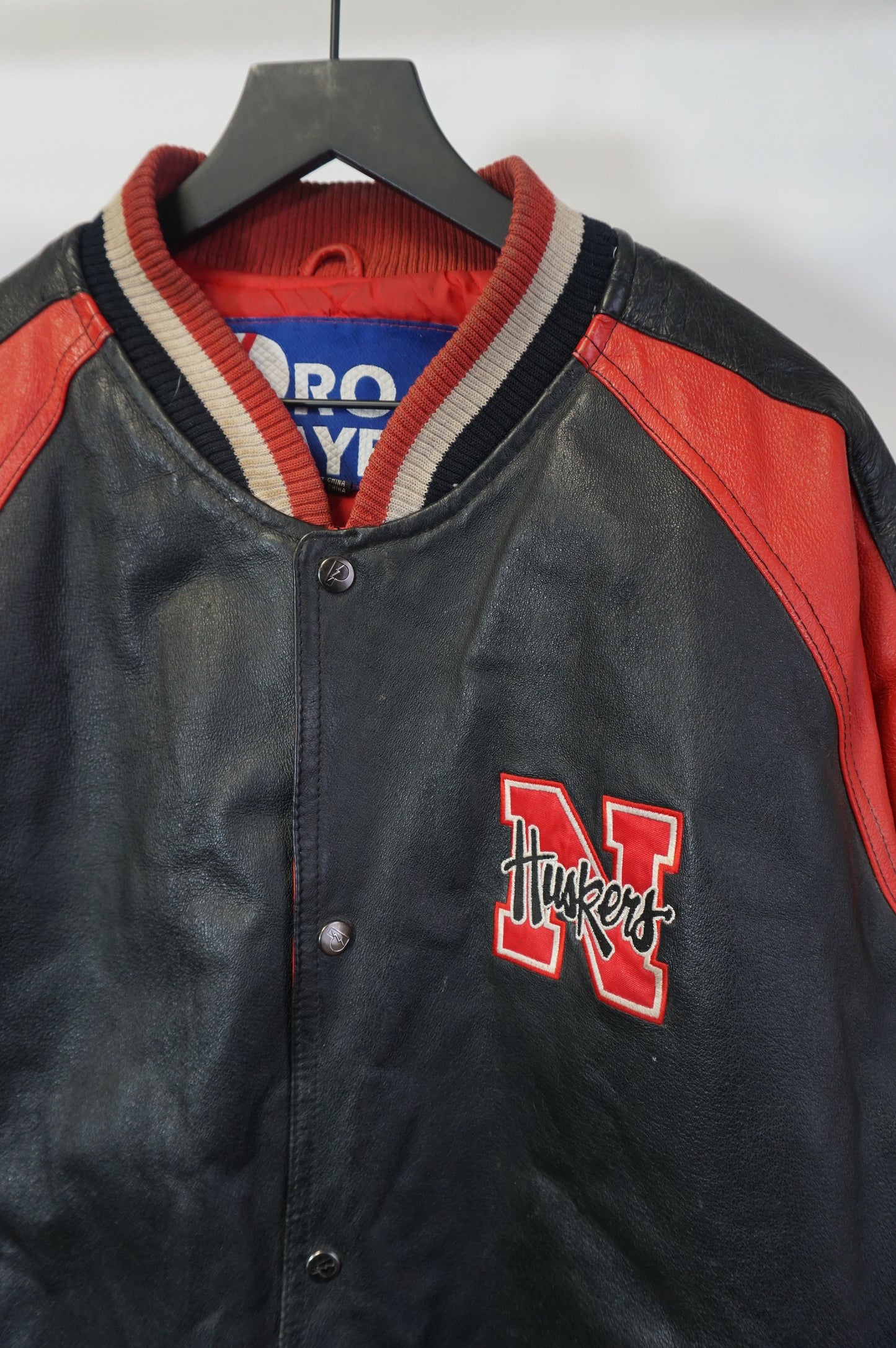 (L/XL) Vtg Pro Player Nebraska Cornhuskers Leather Jacket