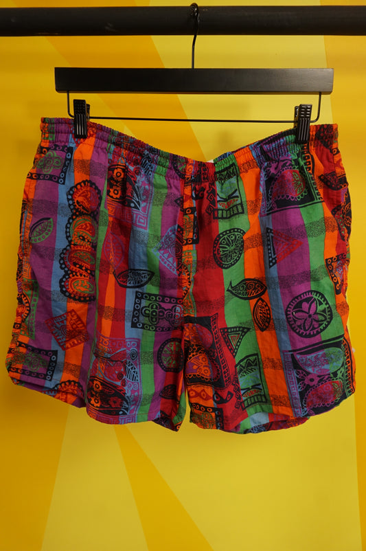 (L) 90s Izod Colorful Striped Shorts