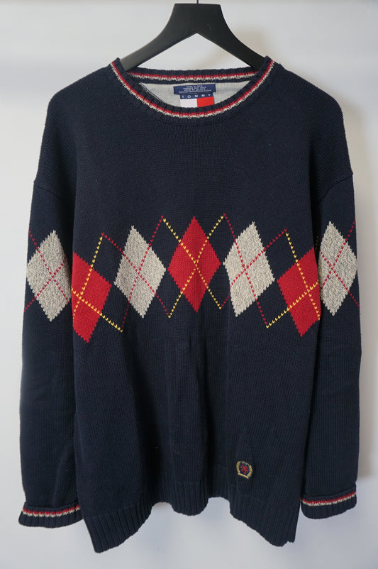(L) Vtg Tommy Hilfiger Argyle Knit Sweater