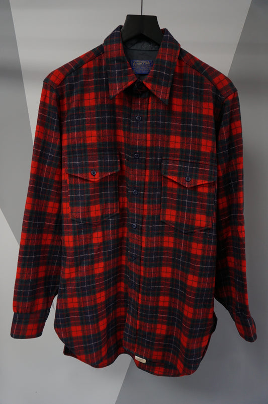 (L) Vtg Red & Navy Pendleton Flannel Shirt