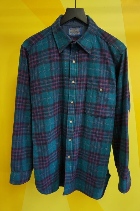 (M) Vtg Aquaberry Pendleton Flannel Button Up Shirt