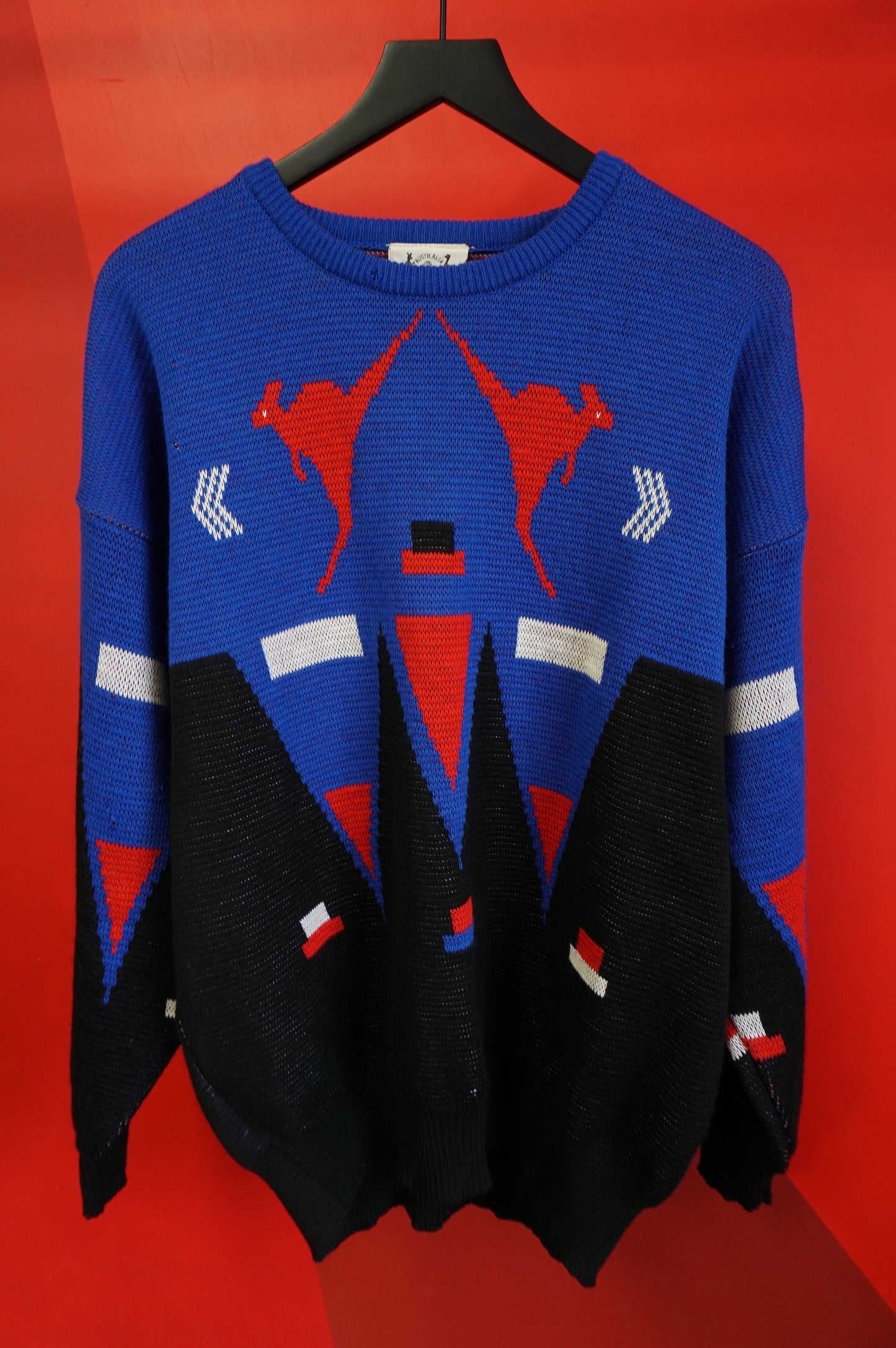 (L) Vtg Wool Knit Kangaroo Sweater