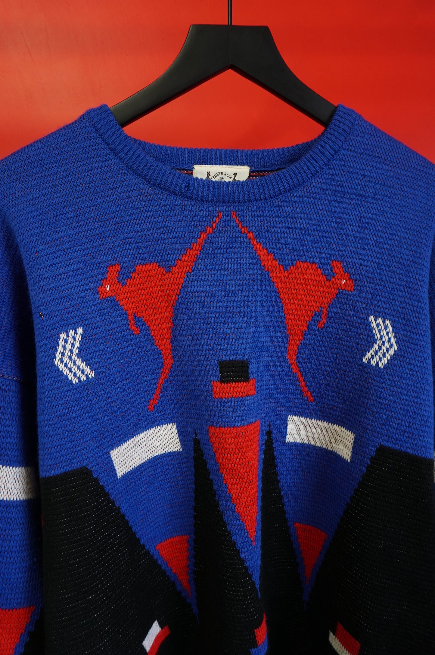 (L) Vtg Wool Knit Kangaroo Sweater