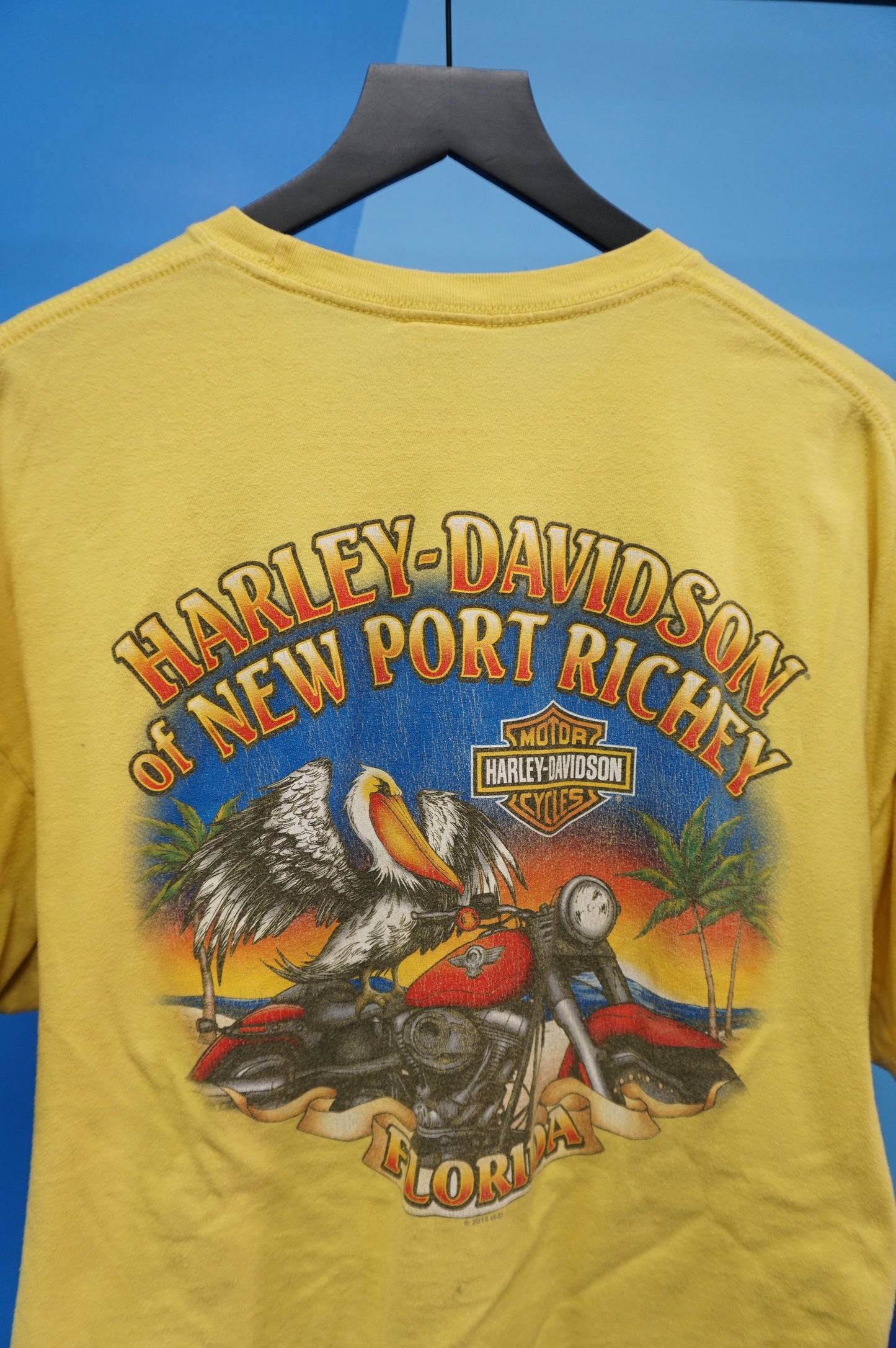 (XL) Yellow New Port Richey Harley Davidson T-Shirt