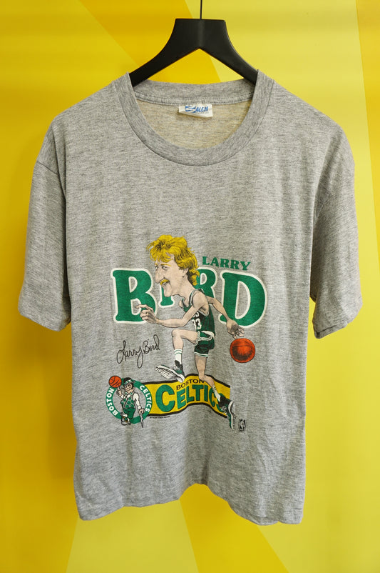 (L/XL) Vtg Larry Bird Caricature Single Stitch T-Shirt