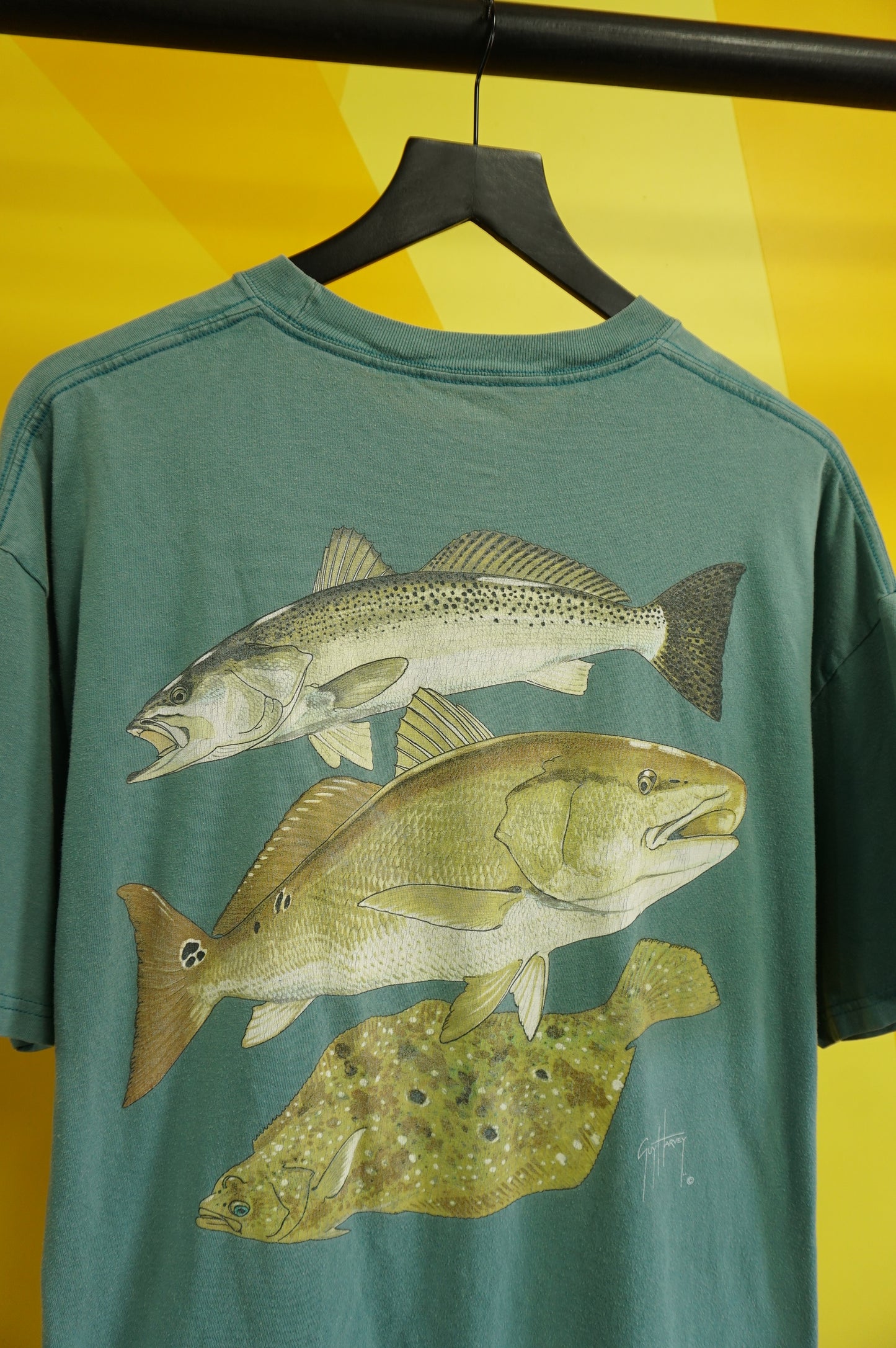 (L/XL) Fishes Getchu Hella Bitches Guy Harvey T-Shirt